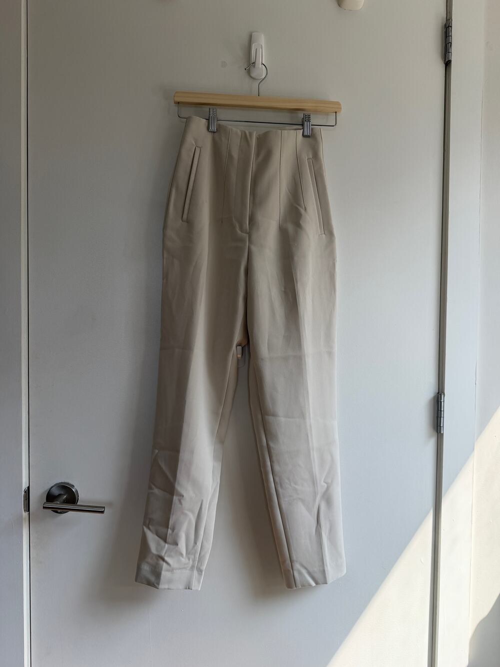 NWT Zara Cream High Waisted Tapered Straight Leg Trousers